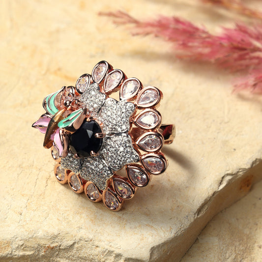 CZ BUTTERFLY MOTIF STATEMENT RING