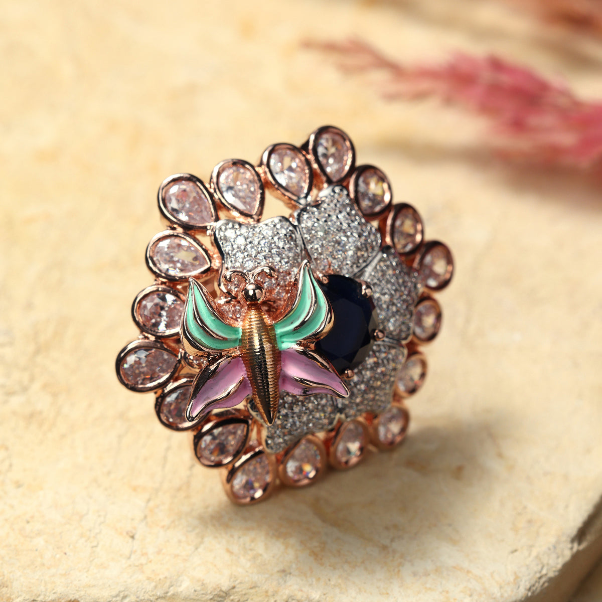CZ BUTTERFLY MOTIF STATEMENT RING
