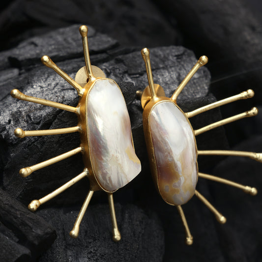 SUNBURST PEARL STATEMENT EARRINGS