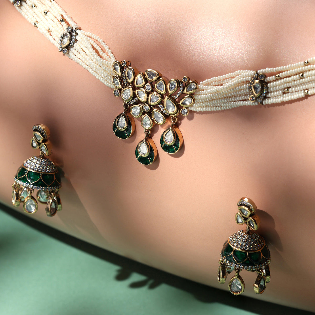 RAJSHREE BLOOM CZ PEARL CHOKER SET