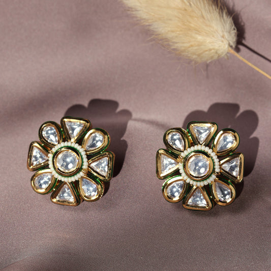 MEHER FLORAL KUNDAN STUDS