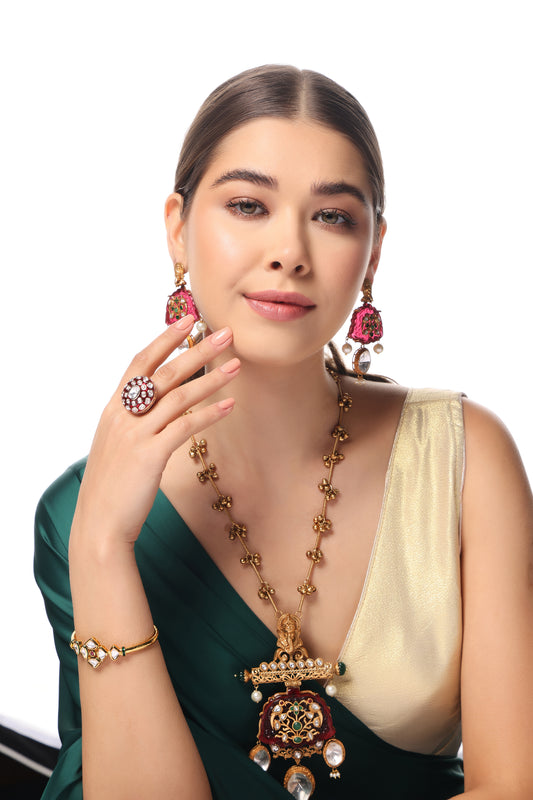 KUNDAN-POLKI BRIDAL STATEMENT NECKLACE SET
