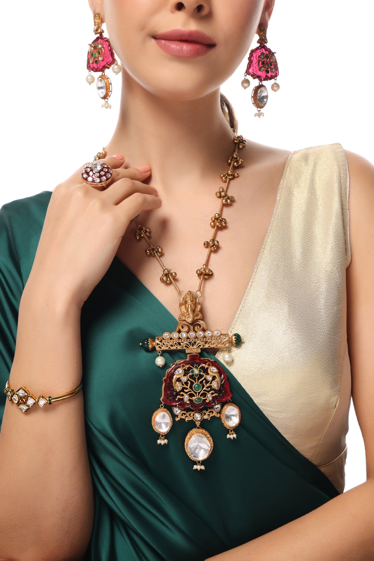 KUNDAN-POLKI BRIDAL STATEMENT NECKLACE SET