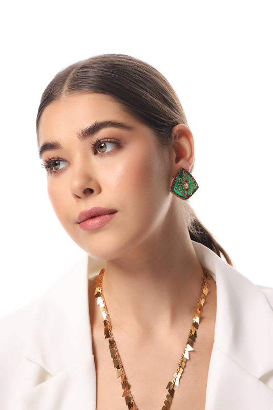 ANTIQUE GREEN MEENAKARI PENDANT SET