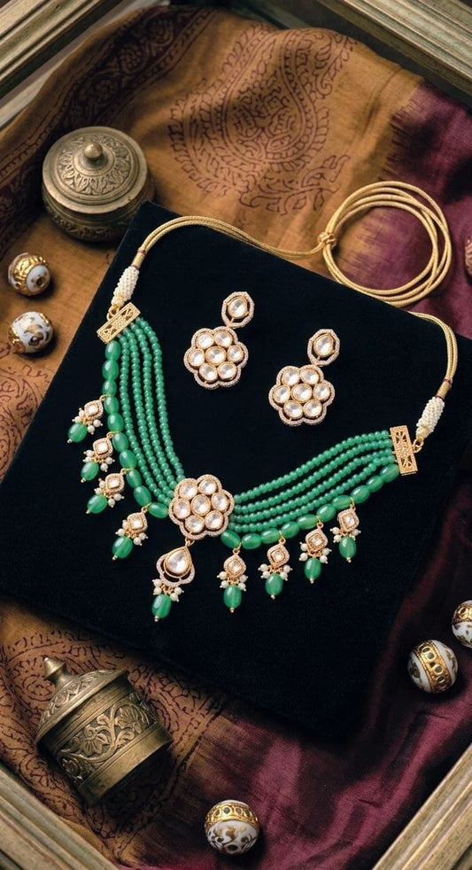 EMERALD VEIL MOISSANITE POLKI ELEGANCE SET