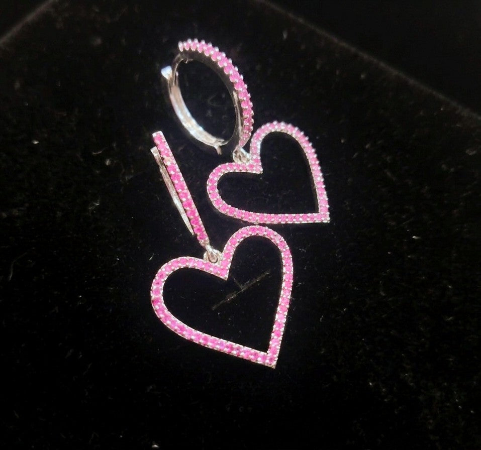 BLUSH HEART CZ HOOPS
