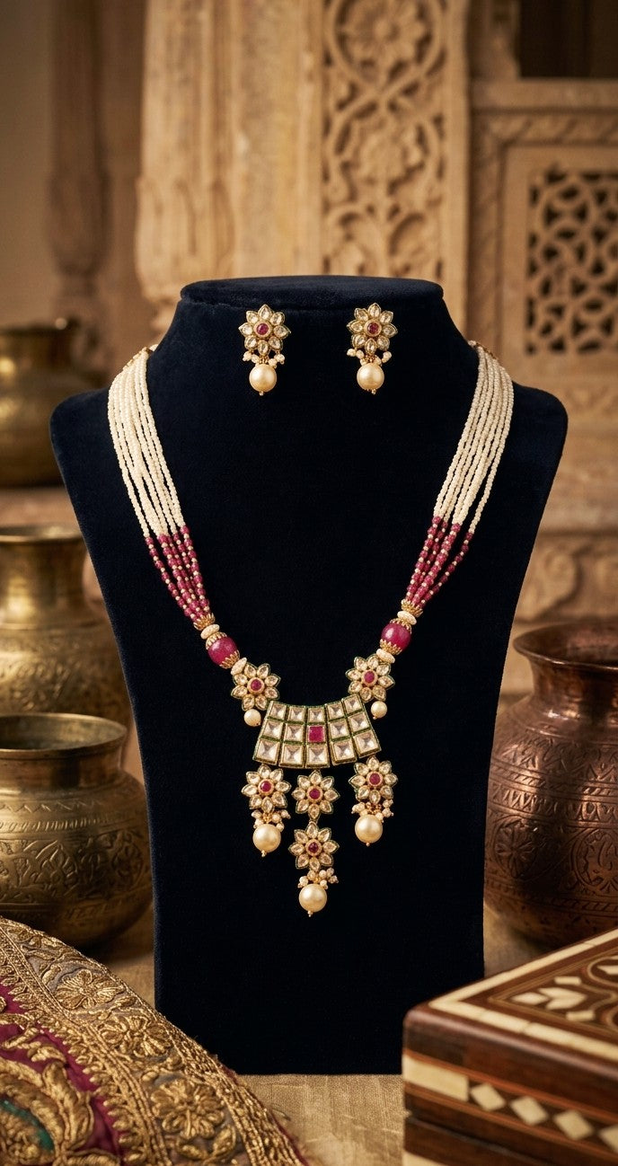 RAJWADI KUNDAN ROYAL NECKLACE SET