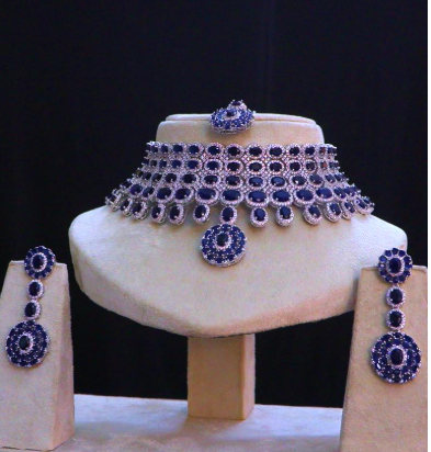 Choker Necklace Set with Full White Plating
