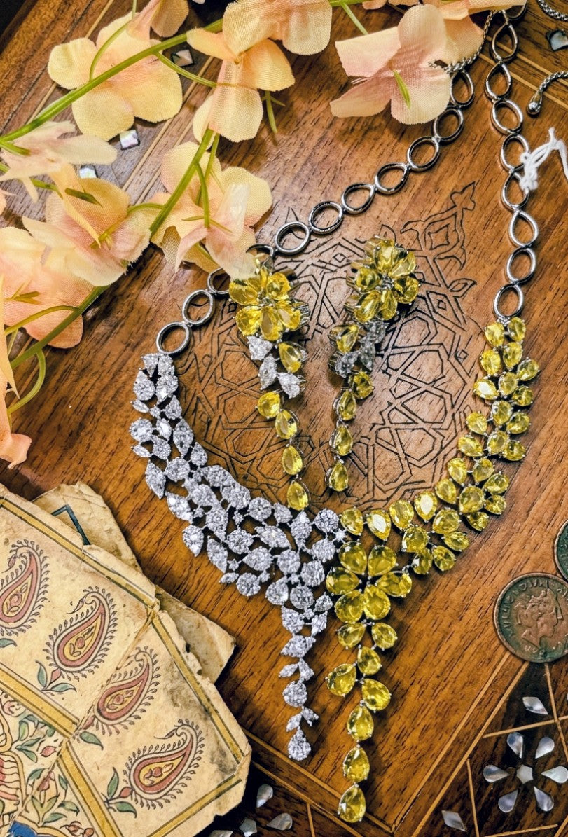 DUAL RADIANCE CITRINE CZ STATEMENT NECKLACE
