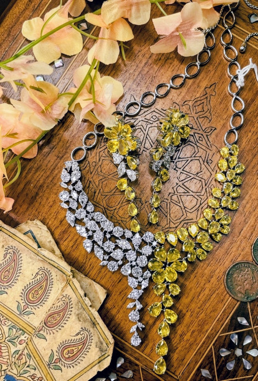 DUAL RADIANCE CITRINE CZ STATEMENT NECKLACE