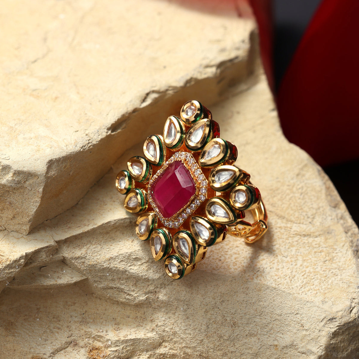 Antique Gold Floral Statement Ring