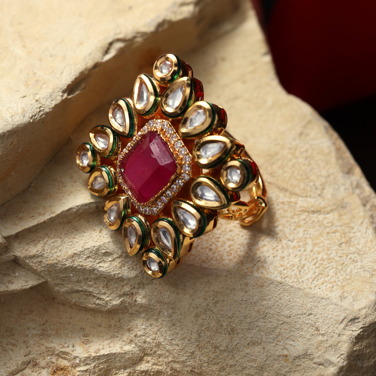 Antique Gold Floral Statement Ring