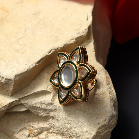 FLORAL KUNDAN STATEMENT RING