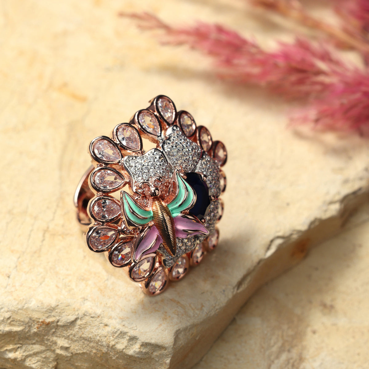 CZ BUTTERFLY MOTIF STATEMENT RING