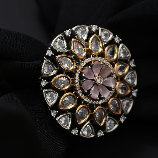 LAYERED FLORAL CZ RING