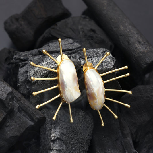 SUNBURST PEARL STATEMENT EARRINGS