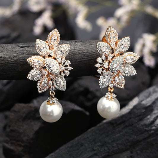 PEARL BLOOM CZ EARRINGS