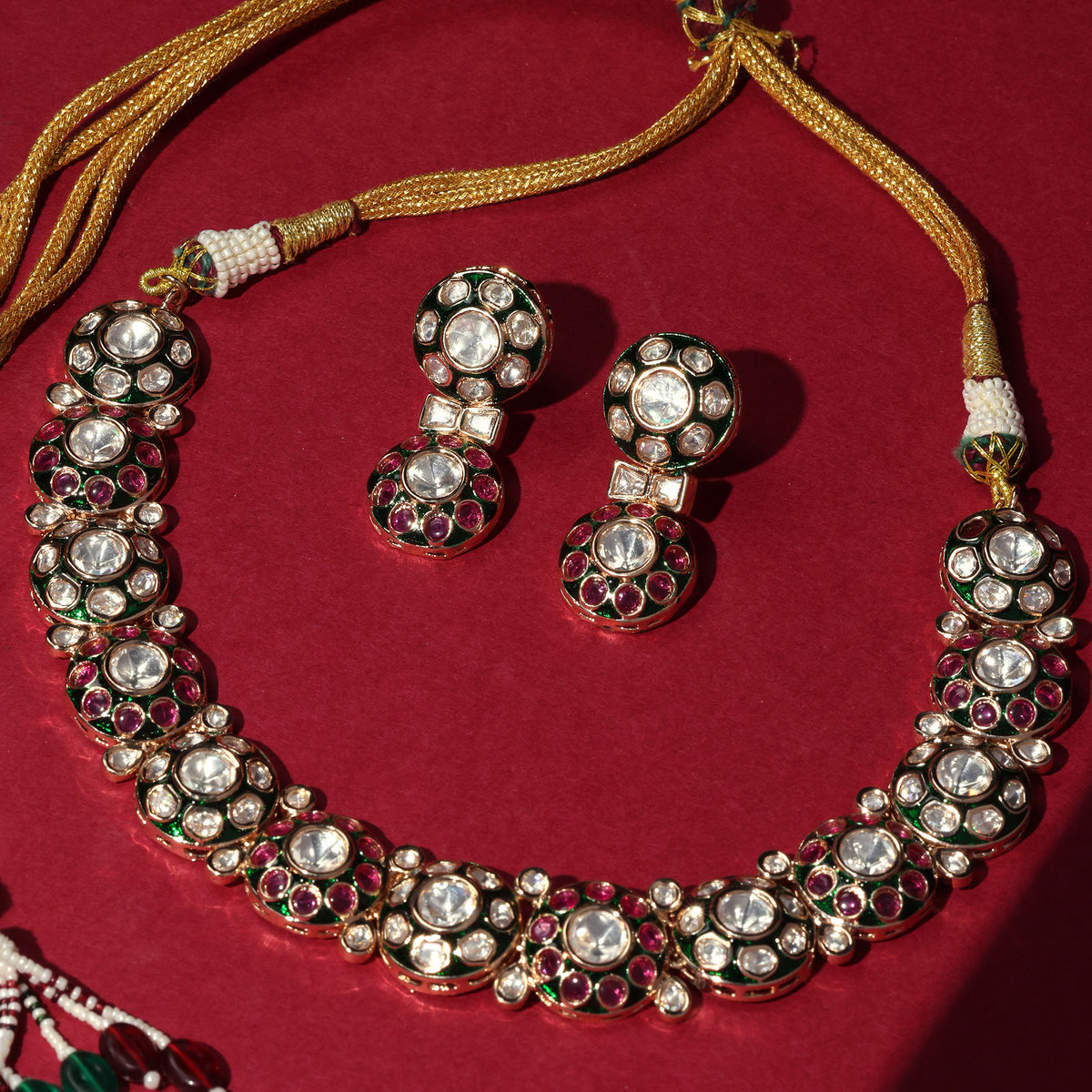 RAJWADA KUNDAN POLKI PHOOL SET