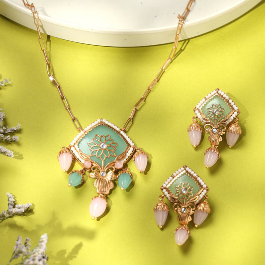 ANTIQUE KUNDAN MEENAKARI NECKLACE