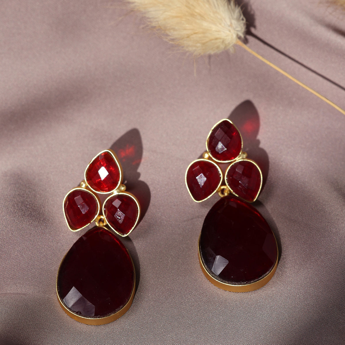 RAGA GARNET DROP EARRINGS