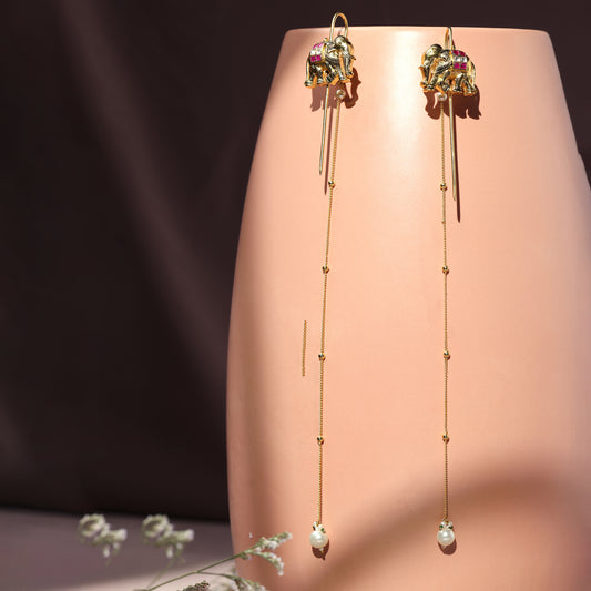 GAJRAAJ LEELA PEARL DANGLER EARRINGS