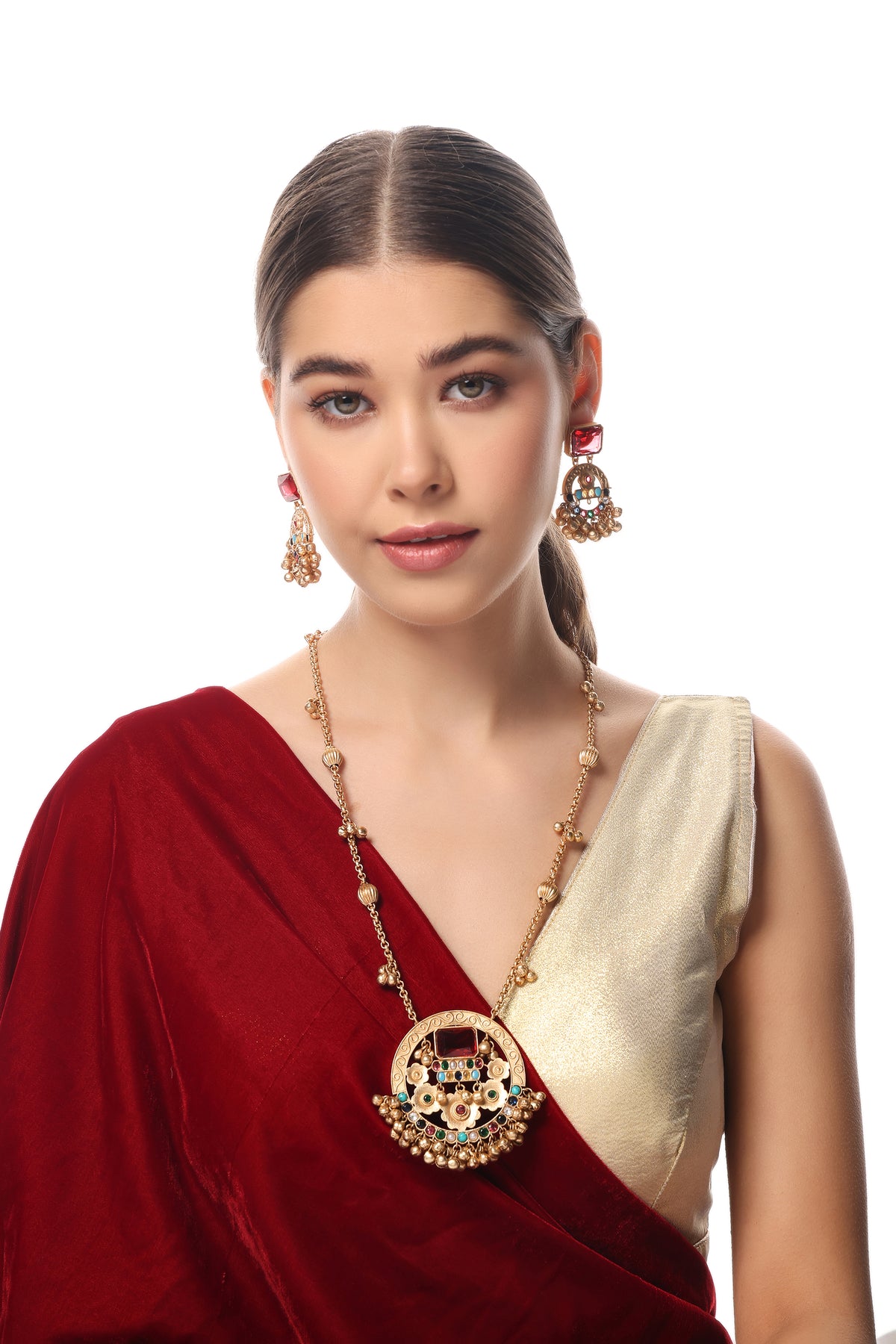 ANTIQUE GOLD POLISH NECKLACE SET