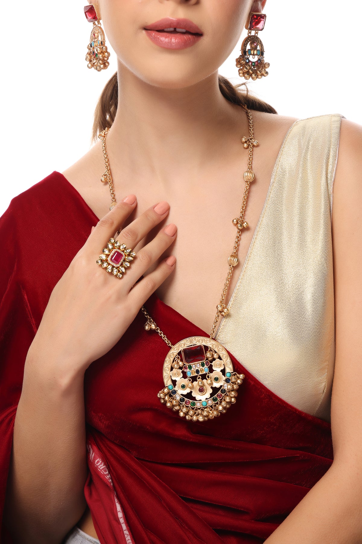 ANTIQUE GOLD POLISH NECKLACE SET
