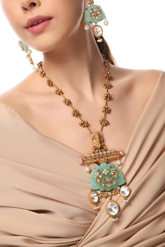 KUNDAN-POLKI BRIDAL STATEMENT NECKLACE SET