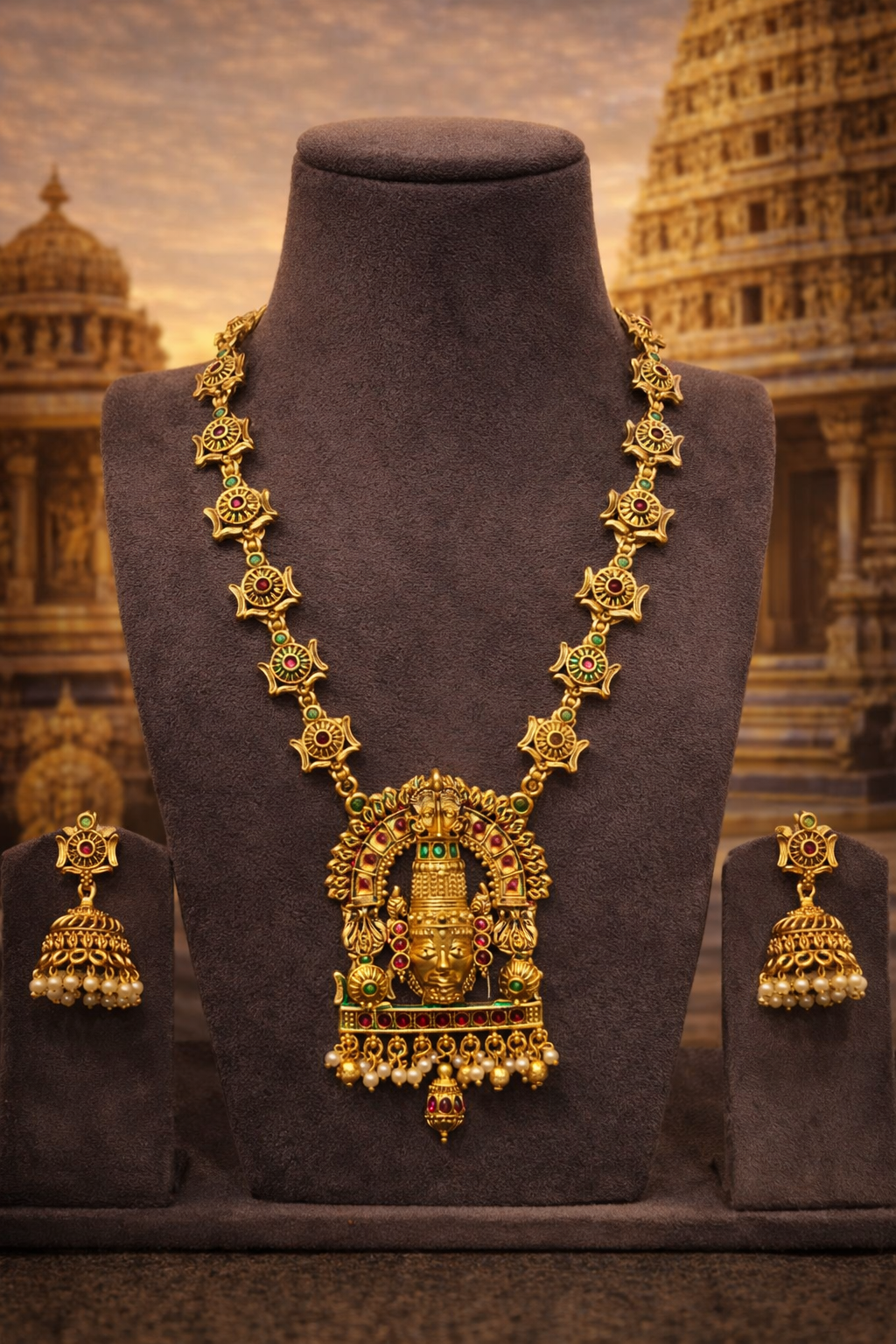 VENKATA DIVINE TEMPLE NECKLACE SET