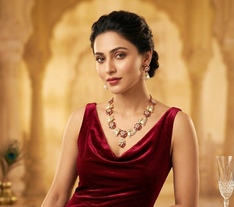 ROYAL CRIMSONBLOOM CZ NECKLACE SET