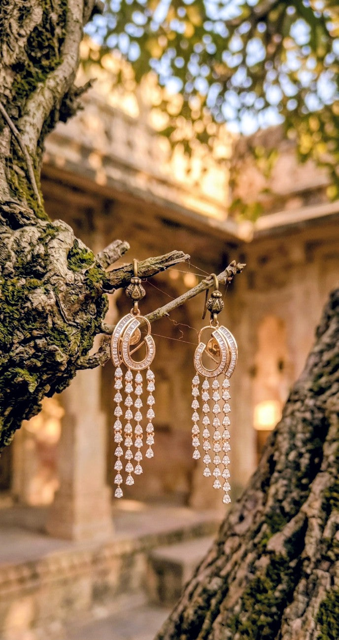 GOLDEN CASCADE CZ EARRINGS