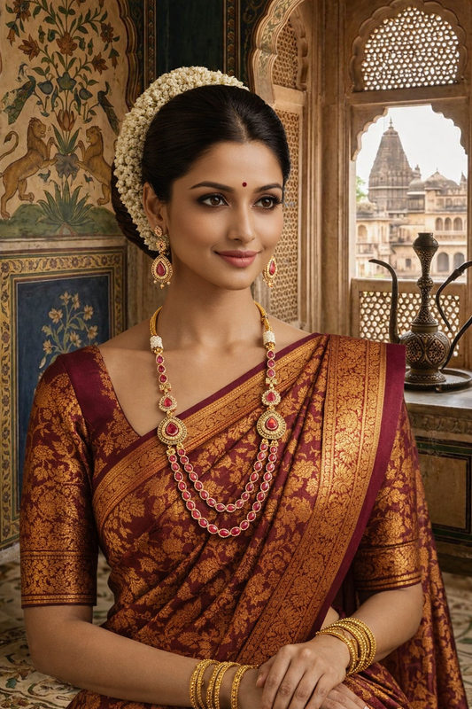GULZAR RUBY CASCADE NECKLACE SET