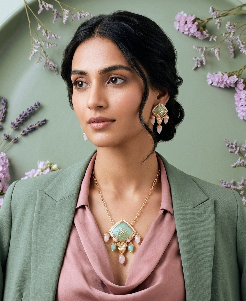 ANTIQUE KUNDAN MEENAKARI NECKLACE