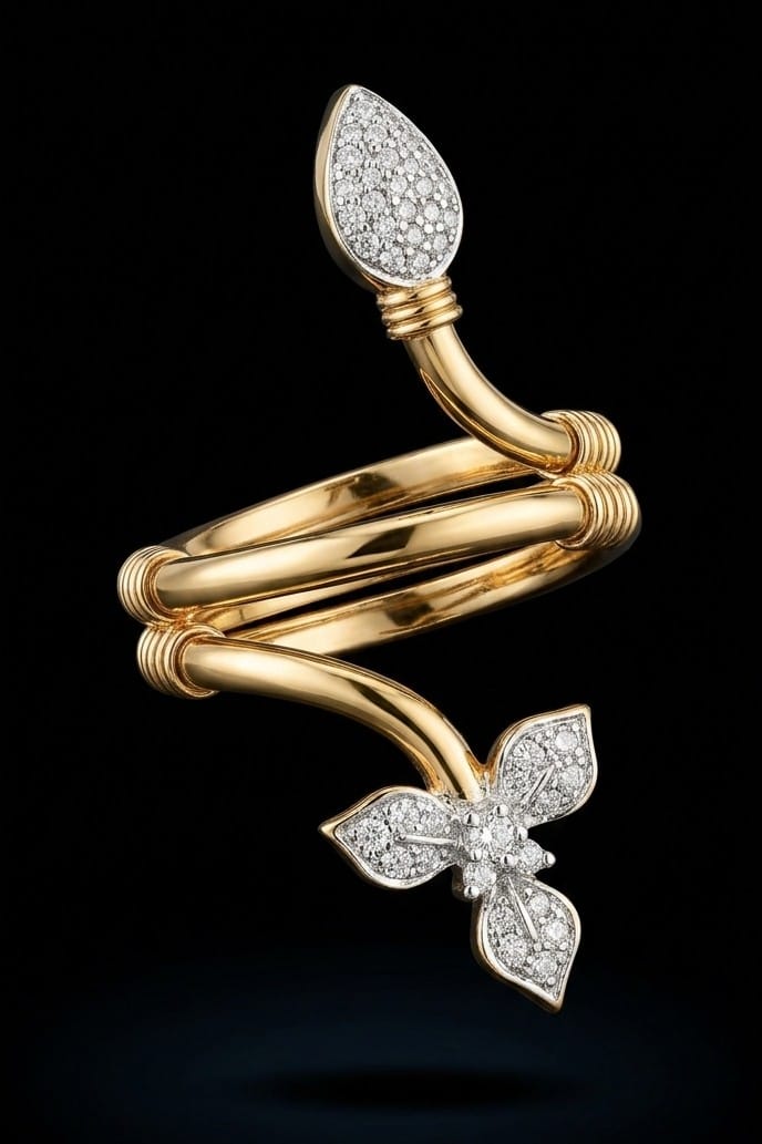 CZ LEAF RING