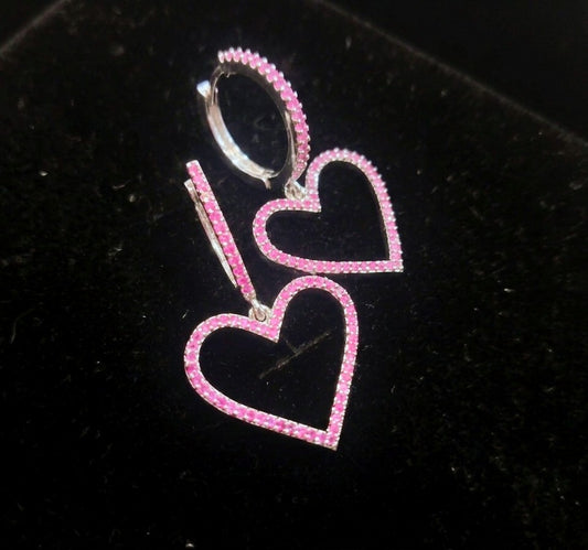 BLUSH HEART CZ HOOPS