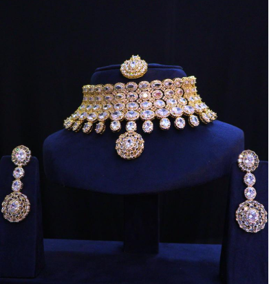 Choker Necklace Set White Plating