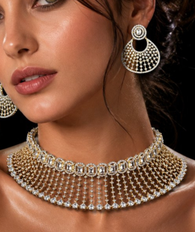 Bead Choker Necklace & Earrings Set