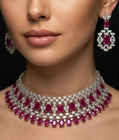Choker Necklace &  Earrings Set