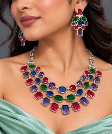 Multicolour Layered Statement Necklace