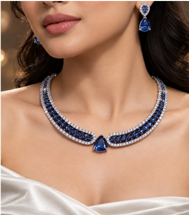 Blue Stone Collar Necklace
