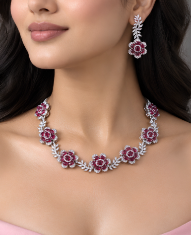 CZ Classic Necklace & Earrings Set