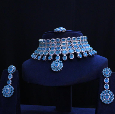 Choker Necklace Set with Full White Plating
