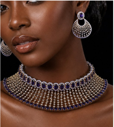 Bead Choker Necklace & Earrings Set