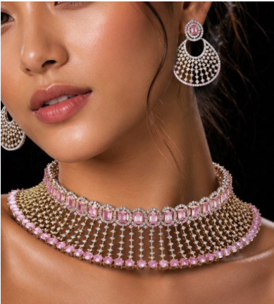 Bead Choker Necklace & Earrings Set