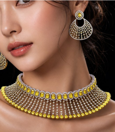 Bead Choker Necklace & Earrings Set