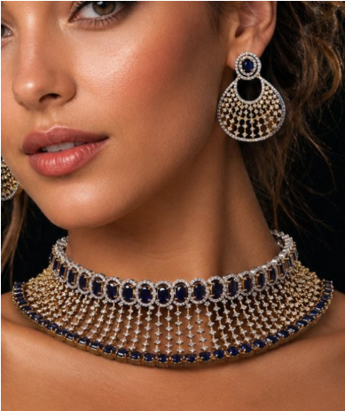 Bead Choker Necklace & Earrings Set