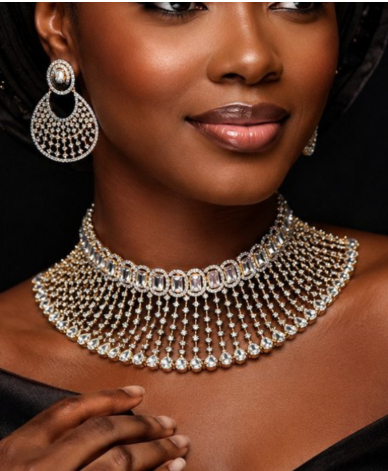 Bead Choker Necklace & Earrings Set