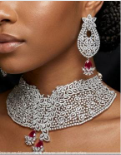 Floral Collar Necklace & Earrings Set