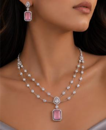 Double-Layer Necklace & Earrings Set
