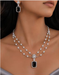 Double-Layer Necklace & Earrings Set